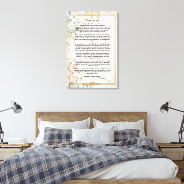 Vintage blomstermönstrat papper Desiderata av Max  Canvastryck (Insitu (sovrum))
