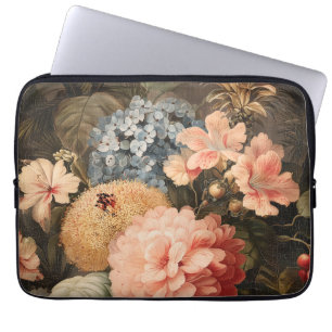 Vintage blomstermotiv med röda och vita blommor laptop fodral
