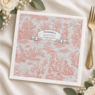 Vintage blomsterorange toile de jouy dusch pappersservett