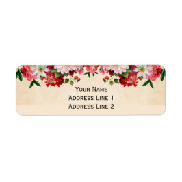 Vintage blomsterpapper returadress etikett