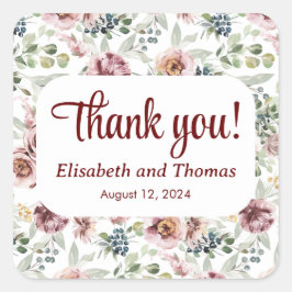 Vintage blomsterpastell romantisk dekalj fyrkantigt klistermärke