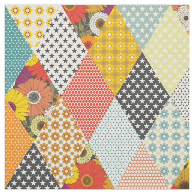 vintage blomsterpatchworkquilt tyg (Provkarta)