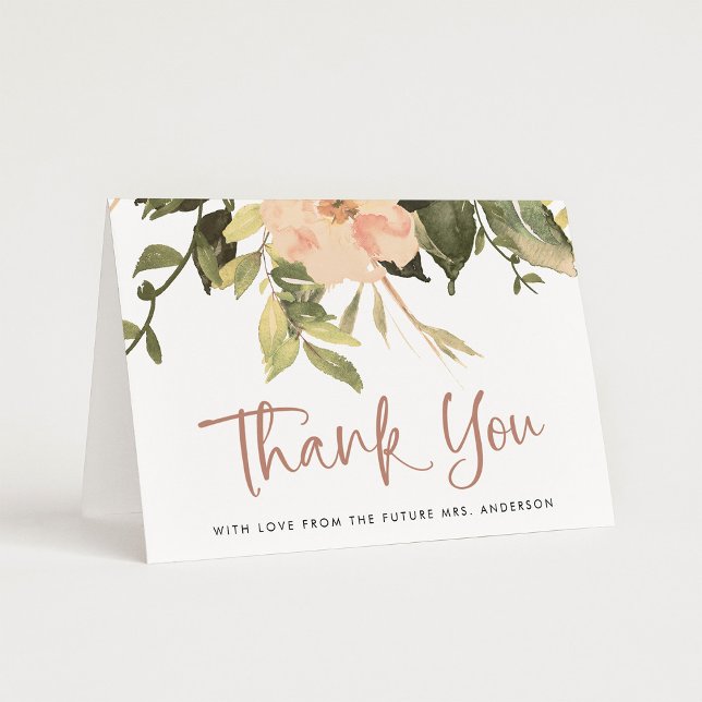 Vintage blomsterpeoner | Elegant bröllopsfest Tack Kort (An elegant, vintage floral folding thank you card for your bridal shower)