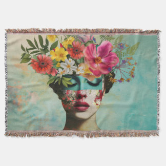 Vintage blomsterporträtt filt