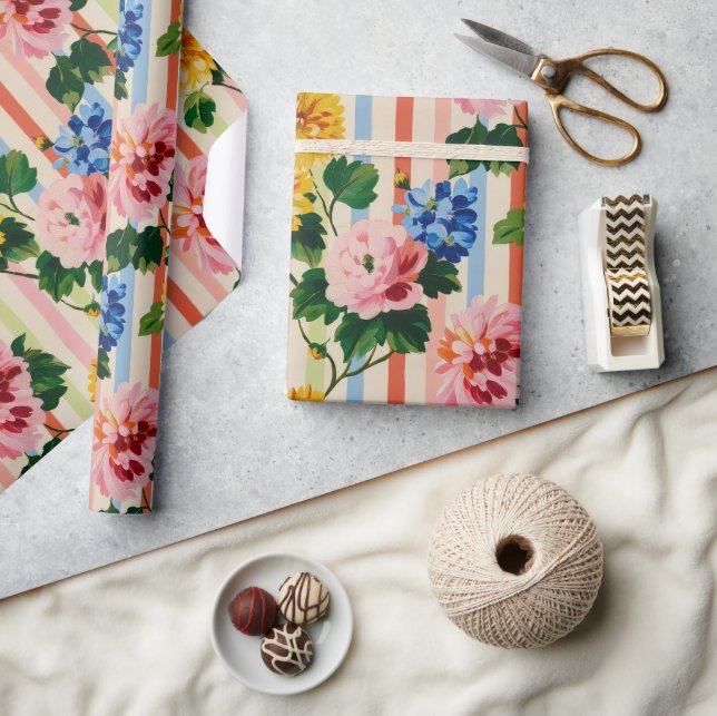 Vintage blomsterränder presentpapper (Hantverk)