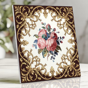 Vintage blomsterrik victoriansk ros damask brun gu kakelplatta