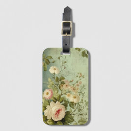 Vintage blomsterros grönska decoupage bagagebricka