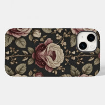 Vintage blomsterrosmönster Mörk gotisk telefonfodr