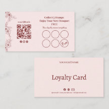 Vintage blomsterstämpel lojalitetskort QR-kod