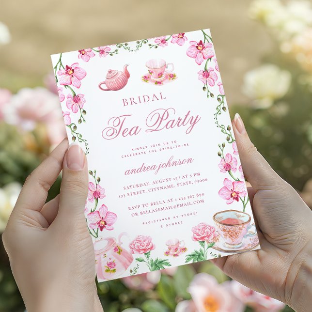 Vintage blomsterte med bruden Bröllopsbrunch Inbjudningar (Skapare uppladdad)