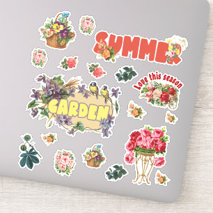 Vintage Blomsterträdgård Älskare Klistermärken