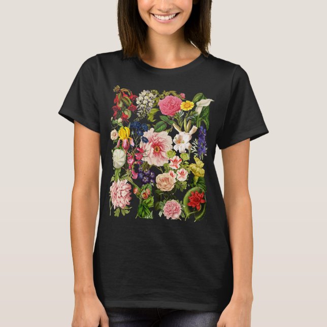 Vintage Blomsterträdgård Elegant botaniskt T Shirt (Framsida)