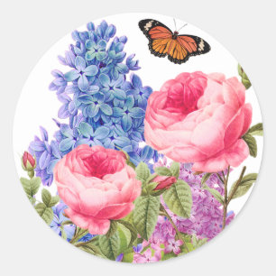Vintage Blomsterträdgård Stickers Runt Klistermärke