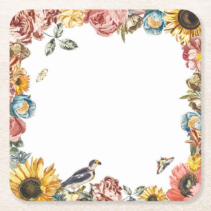 Vintage blomsterträdgård underlägg papper kvadrat