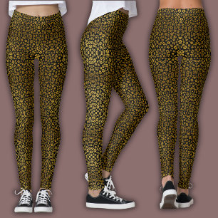 Vintage blomstertryck   Gyldna vilda blommor Leggings