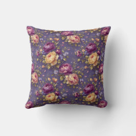 Vintage blomstertryck med eleganta blad kudde