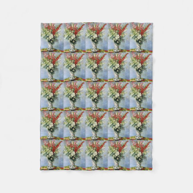 vintage blomvas bukett Monet berömd konstnär Fleecefilt (Framsidan)
