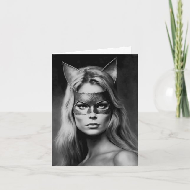 Vintage Blonde Costume Mask Helgkort (Framsida)