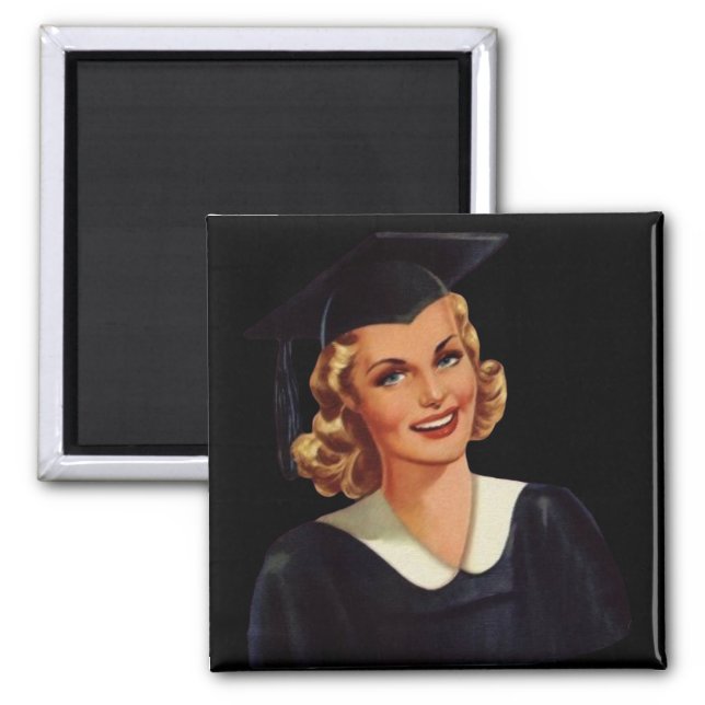 Vintage Blonde Educated Dam Magnet (Framsidan)