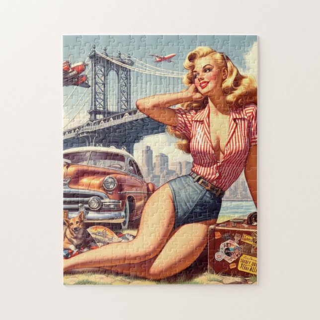 Vintage Blonde Pin-up Pussel (Vertikal)