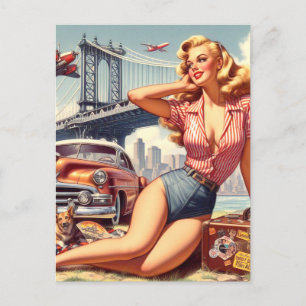 Vintage Blonde Pin-up Vykort