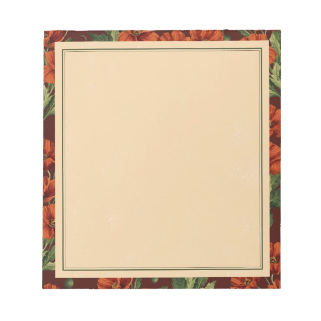 Vintage Bloom Crimson Poppies Anteckningsblock (Framsida)