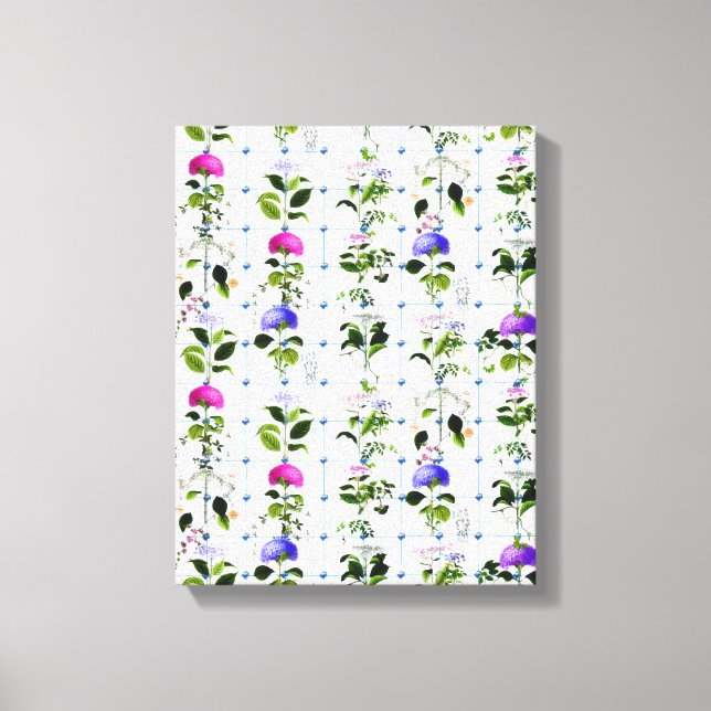 Vintage Bloom Natural Rosa Lila Blommigt Botaniskt Canvastryck (Framsida)