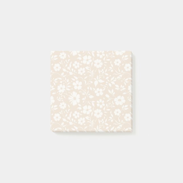 Vintage Bloom Neutral - Mjuk Linne Post-it Block (Framsida)