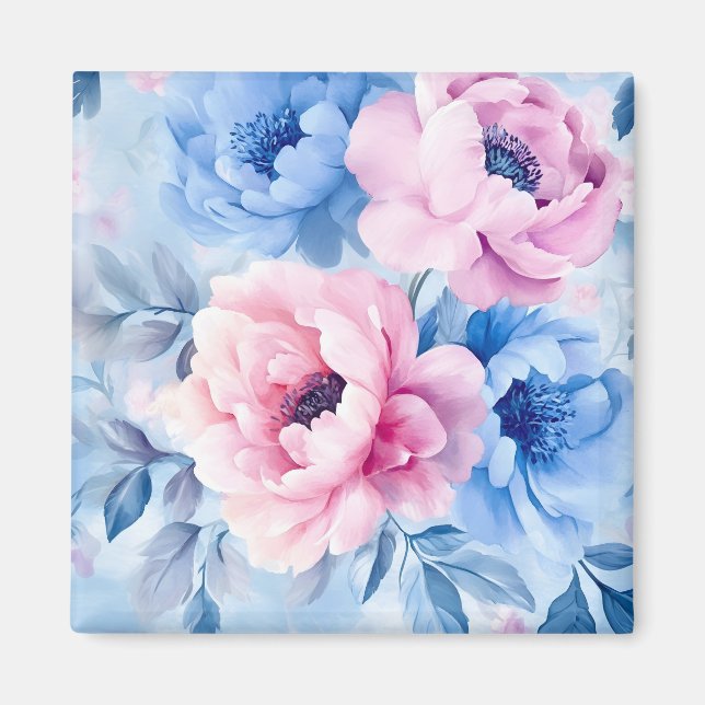 Vintage Bloom Pastellkronblad Vattenfärg Magnet (Framsidan)