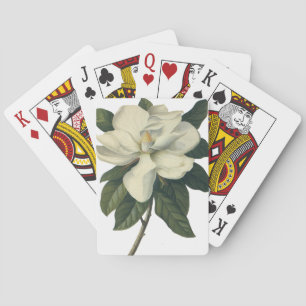 Vintage Blooming White Magnolia Blommar Flowers Casinokort