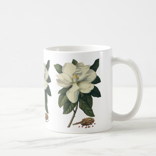 Vintage Blooming White Magnolia Blommar Flowers Kaffemugg (Höger)