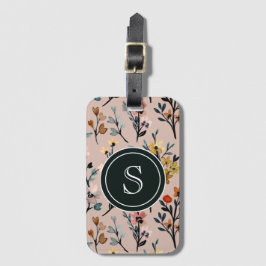 Vintage Blooms: Dusty Ro Boho Blommigt Watercolor Bagagebricka