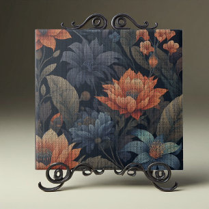 Vintage Blooms på Linen Struktur Kakelplatta