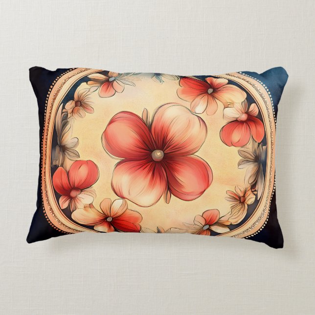 Vintage Blossom Medallion – Blommig accentkudde Prydnadskudde (Baksidan)
