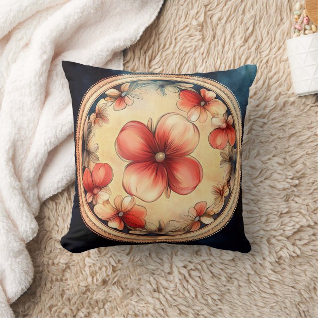 Vintage Blossom Medallion – Blomsterkastkudde Kudde (Filt)