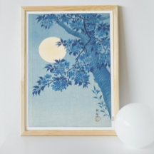 Vintage Blossoming Cherry on a Moonlit Natt