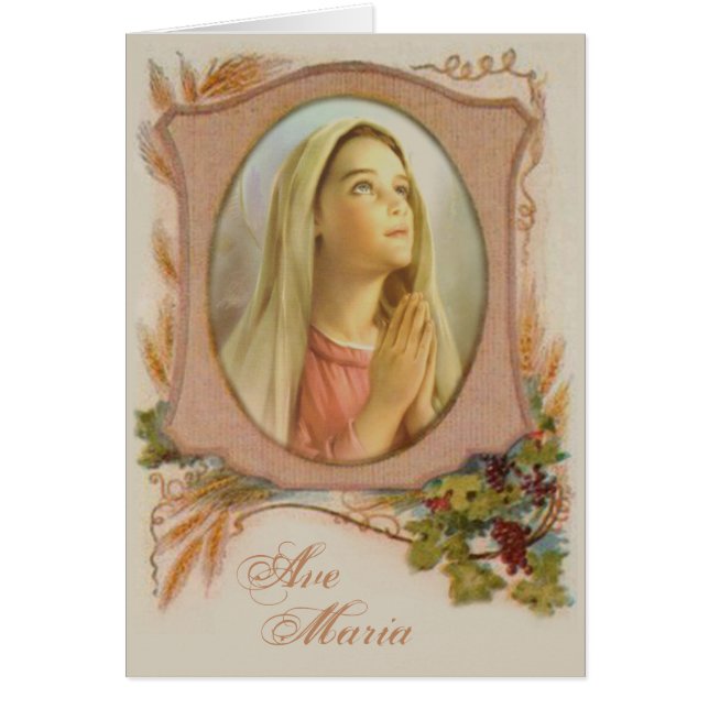 Vintage Blsed Virgin Mary Catholik Religiösa Hälsningskort (Framsidan)