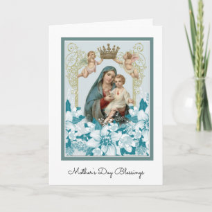 Vintage Blsed Virgin Mary Jesus Religiösa Kort