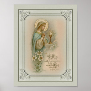 Vintage Blsed Virgin Mary som talade med Eucharist Poster
