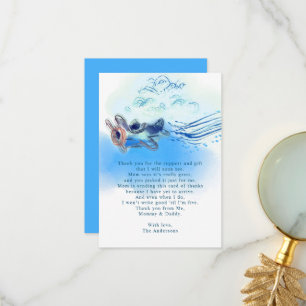 Vintage Blue Airplane Watercolor Pojke Shower Tack Kort