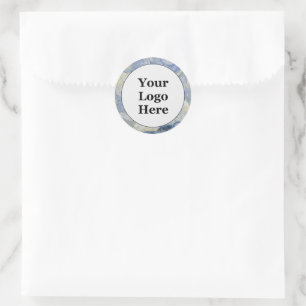 Vintage Blue and White Business Din Logotyp här Runt Klistermärke
