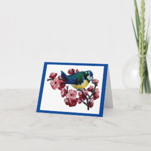 Vintage Blue Bird and Flowers Kort