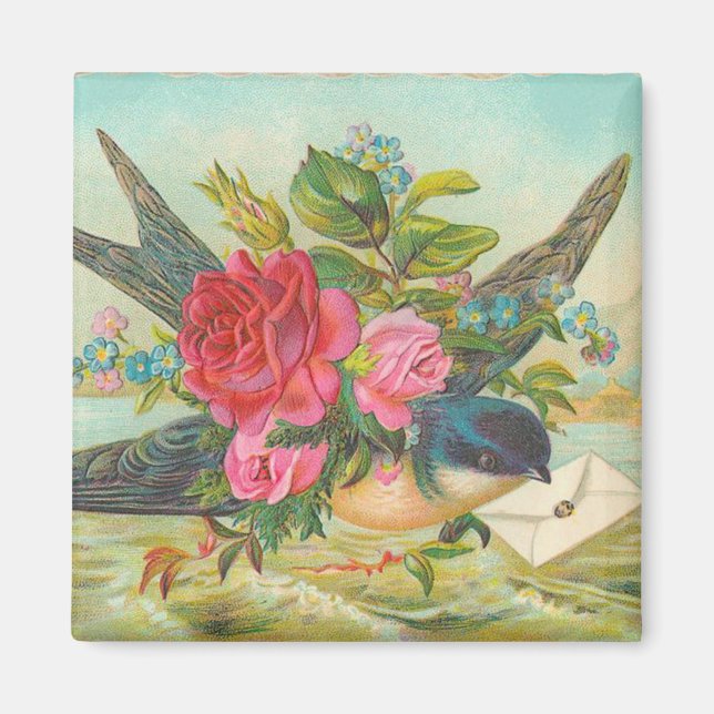 Vintage Blue Bird Magnet (Framsidan)