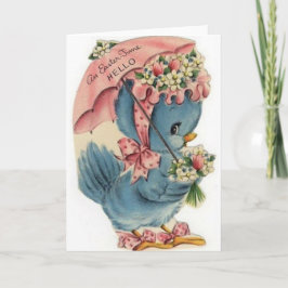Vintage Blue Bird Påsk Card Helgkort