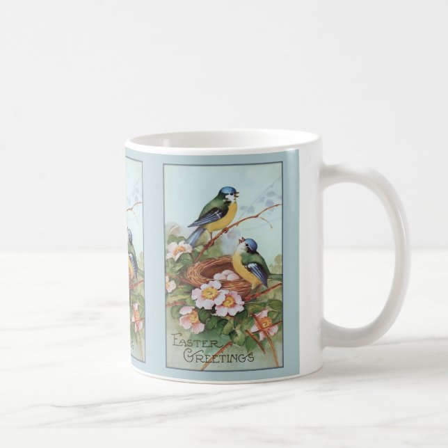 Vintage Blue Birds Påsk Kaffemugg (Höger)