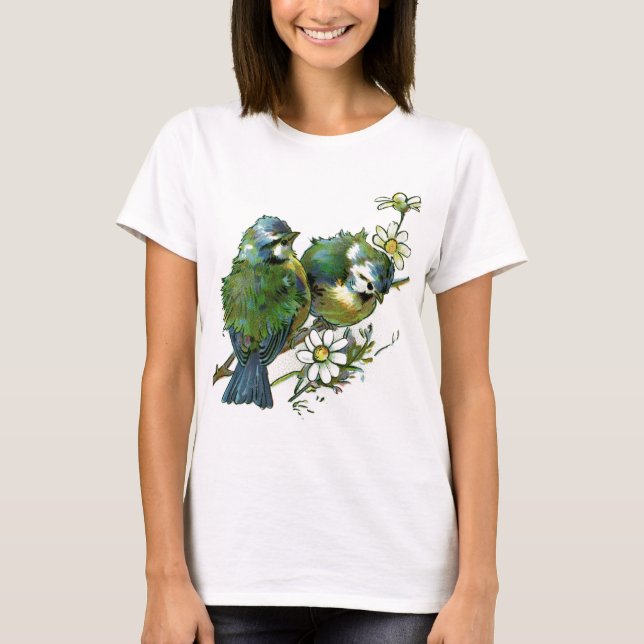 Vintage Blue Birds T Shirt (Framsida)