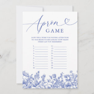 Vintage Blue Blommigt Apron Möhippa Game Inbjudningar