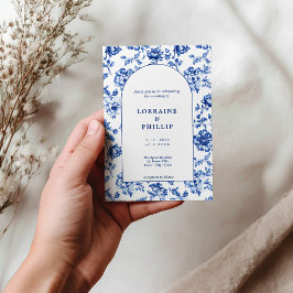 Vintage Blue- Blommigt bröllop Inbjudningar
