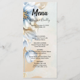 Vintage Blue blommigt Bröllop Menu Program