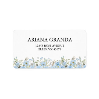 Vintage Blue Blommigt Bröllop Return-adressetikett Adressetikett
